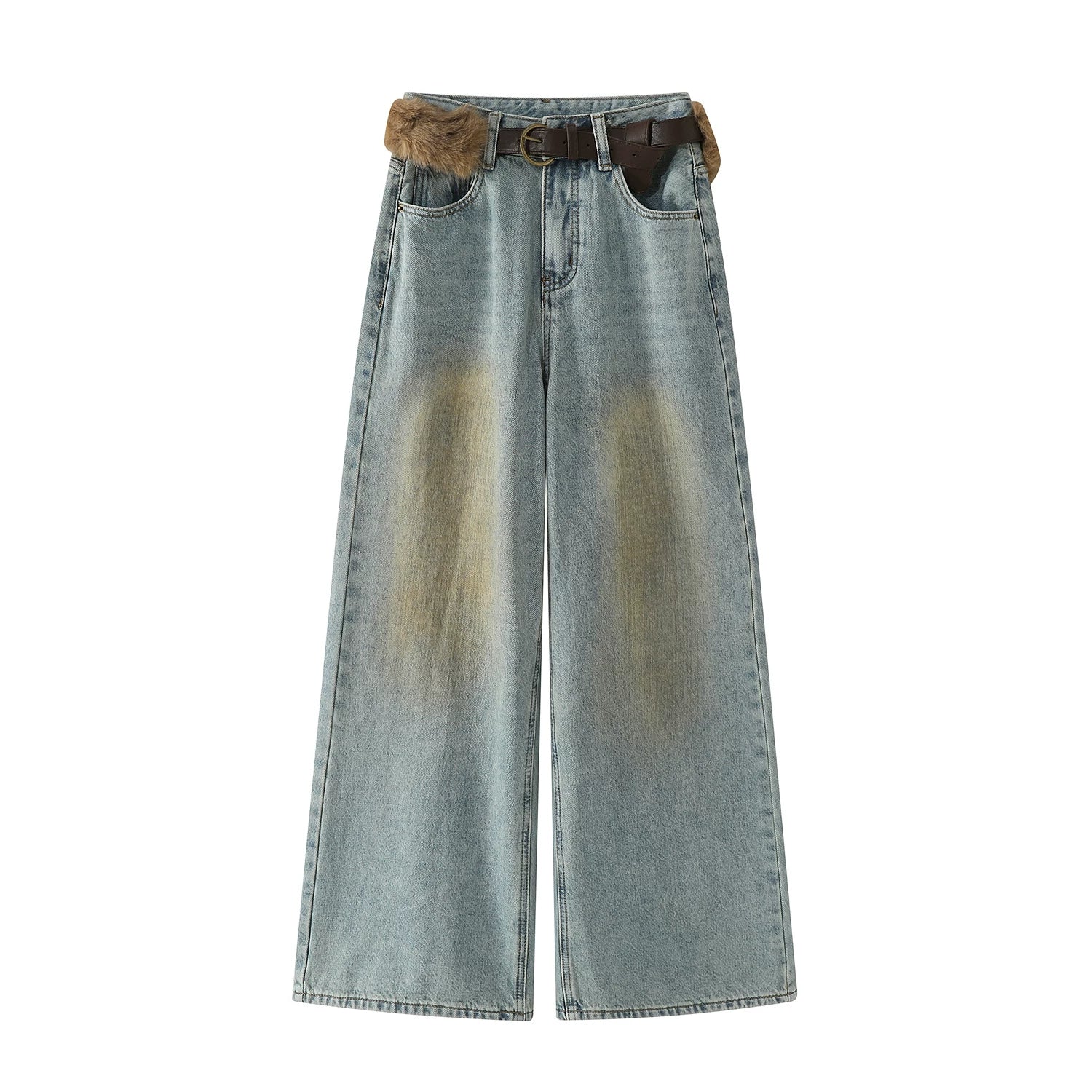 Chorlisa qadın üçün geniş ayaqlı cins şalvar, 2026 yeni payız/qış modası, geniş forma, çoxfunksiyalı dizayn, retro Amerika yüksək belli şalvar.