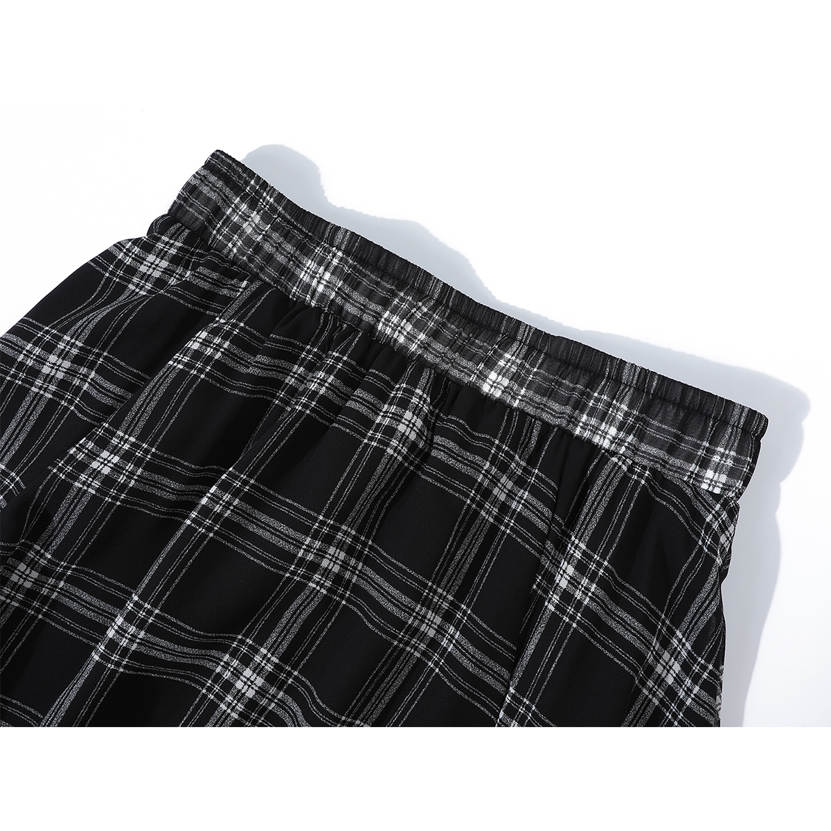 Cholisa Qıvrımlı bəzək dizaynı Axıcı midi ətək Qadınlar üçün yay qeyri-müntəzəm ətək Koreya üslubunda qara dama-dama A-xəttli ətək