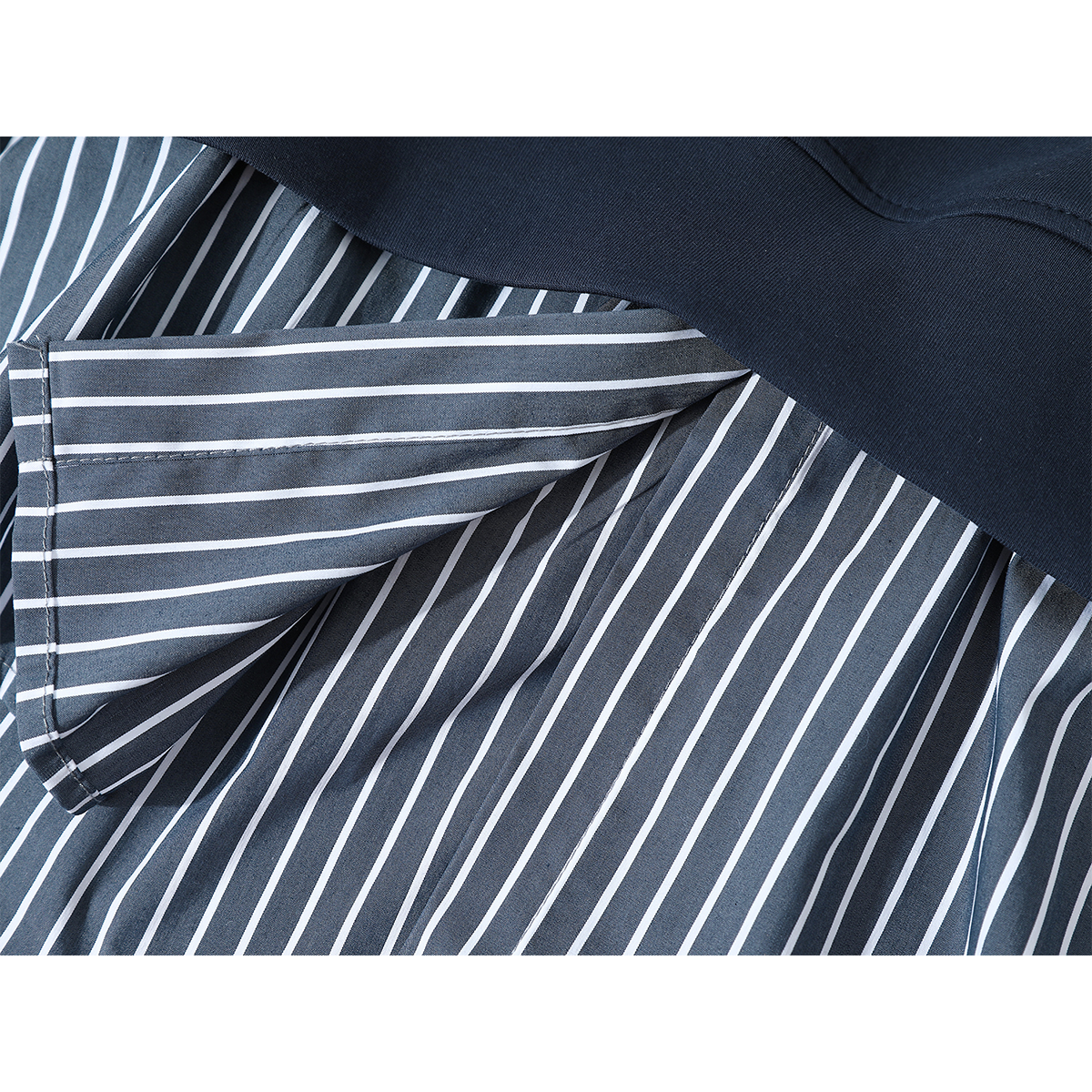 Chorissa Tünd Göy Süni İki Parçalı Kruvaziyer Yaxalı Qadın Sviter, Yaz və Payız, Amerika Retro Stil, Rəngli Zolaqlı Top