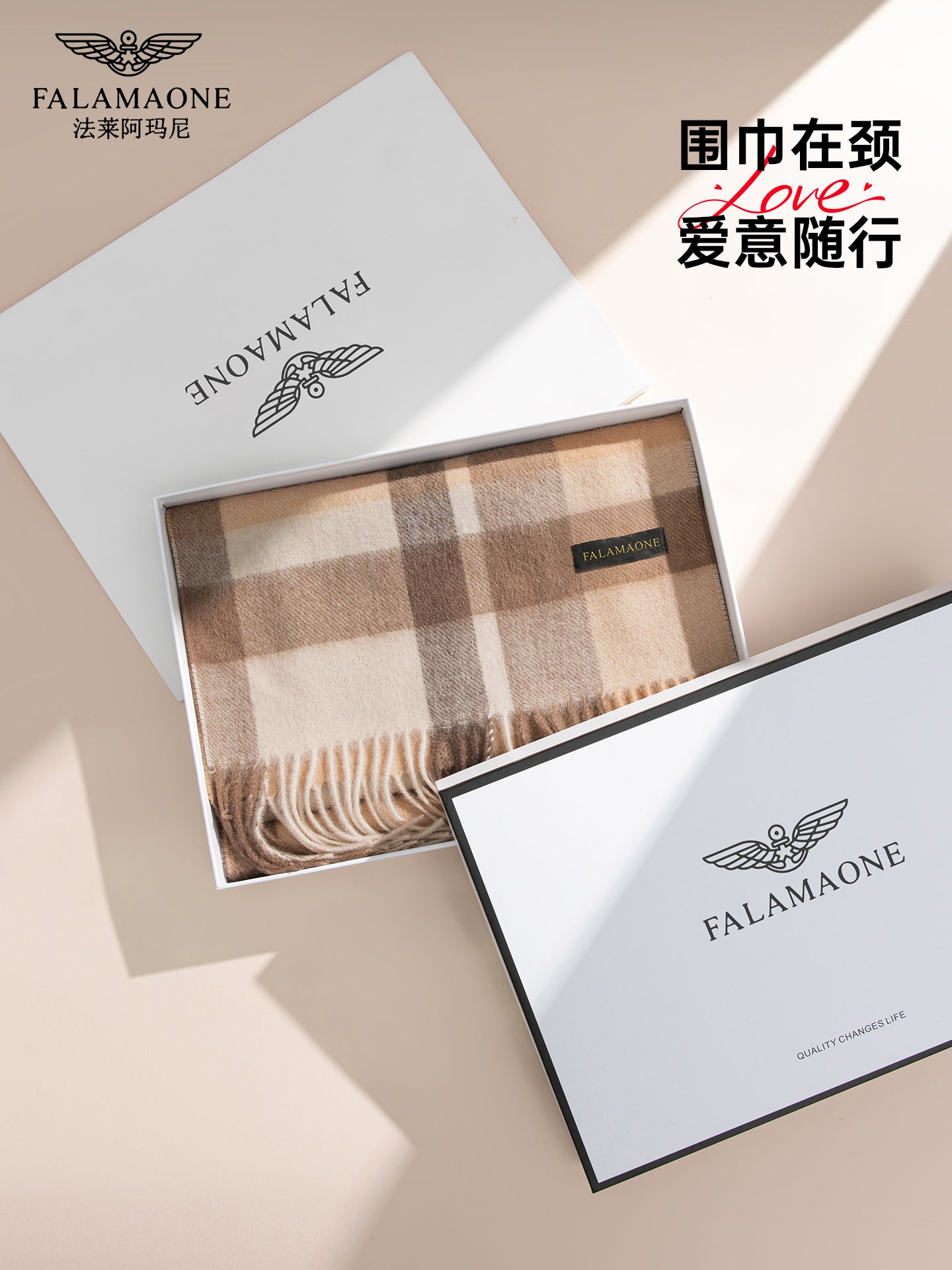 Falley Armani Women's British Style Checkered Scarf, Autumn/Winter, Pure Wool, Tasseled, Warm, Multifunctional, High Quality Shawl