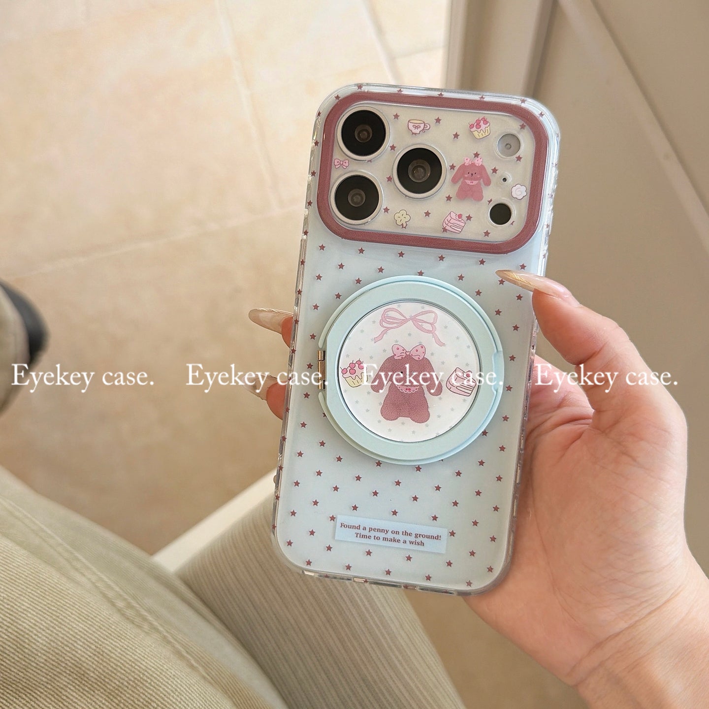 eyekey·ins cizgi filmi ulduzu dovşan 360 dərəcə fırlanan stend Apple 17promax mobil telefon qutusu iphone16pro yeni pivot 16 qız 15pro yıxılmağa qarşı qoruyucu örtük