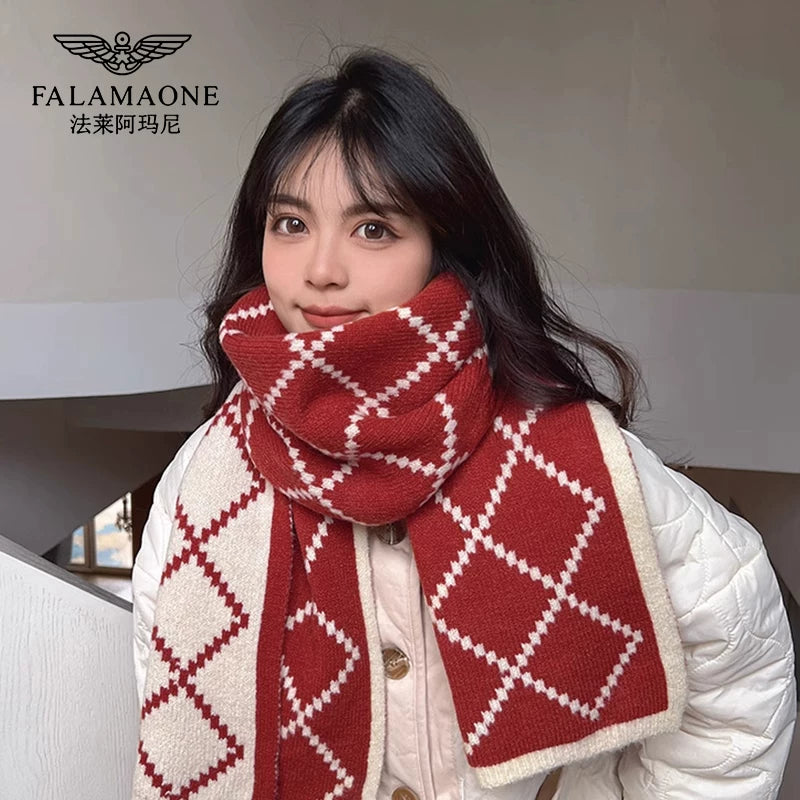 Fala Armani Women's Scarf 2025 New Autumn and Winter Multifunctional High Cheap Collar Warm Thickened Checkered Shawl