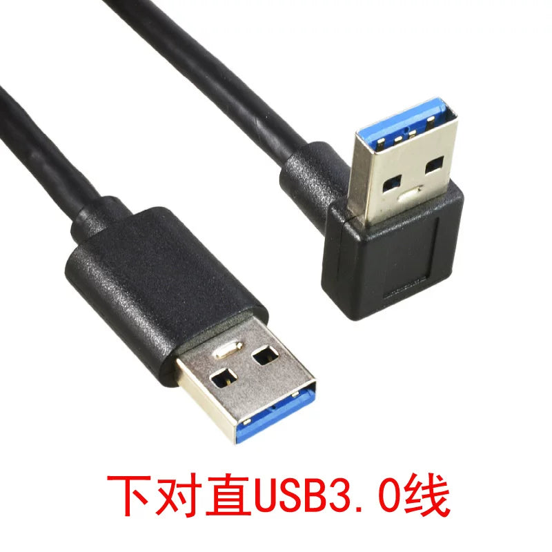 Dirsək sağ bucaq usb3.0 kişidən kişiyə məlumat uzatma kabeli ikitərəfli 3.0 mobil sərt disk qutusu şarj üçün laptop radiatoru interfeysi yuxarı, aşağı, sol və sağ USB3.0 məlumat kabeli 90 dərəcə dirsək