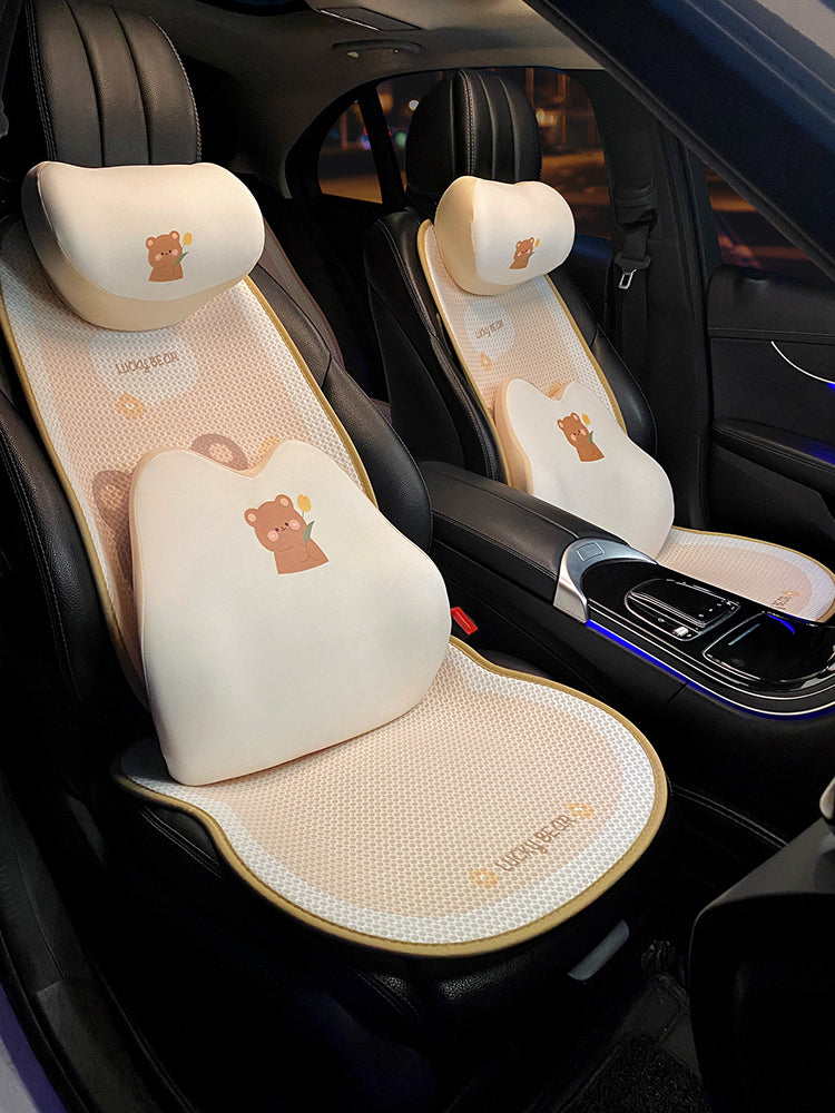 Car seat cushion, summer ice silk cooling cushion, cute one-piece for girls, all-season, back seat cover.