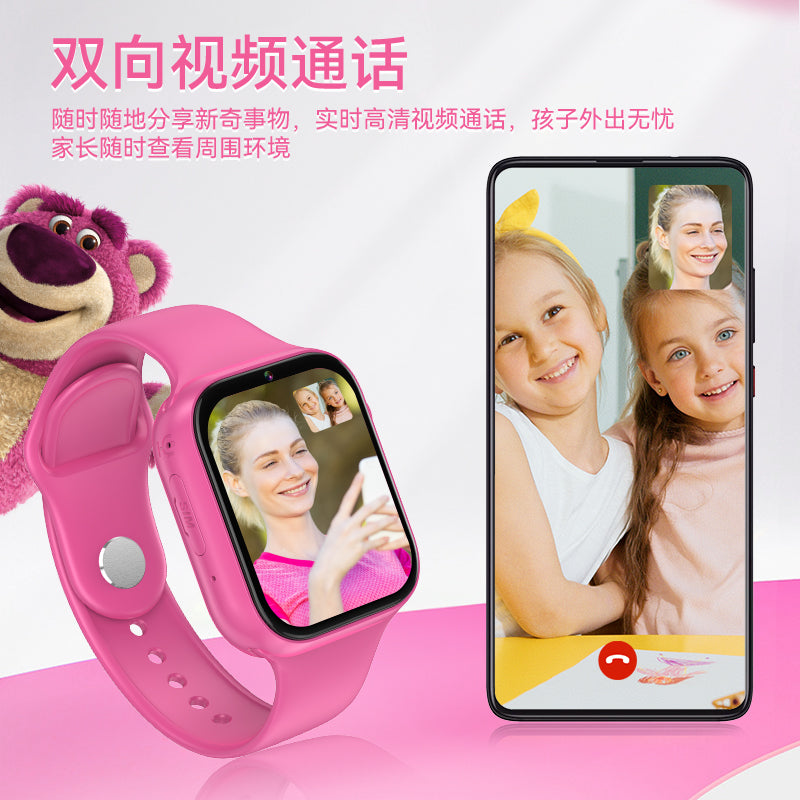 Disney Strawberry Bear ağıllı uşaq telefonu saatı tam şəbəkəyə qoşulma kartı smart yerləşdirmə videozəngi qız
