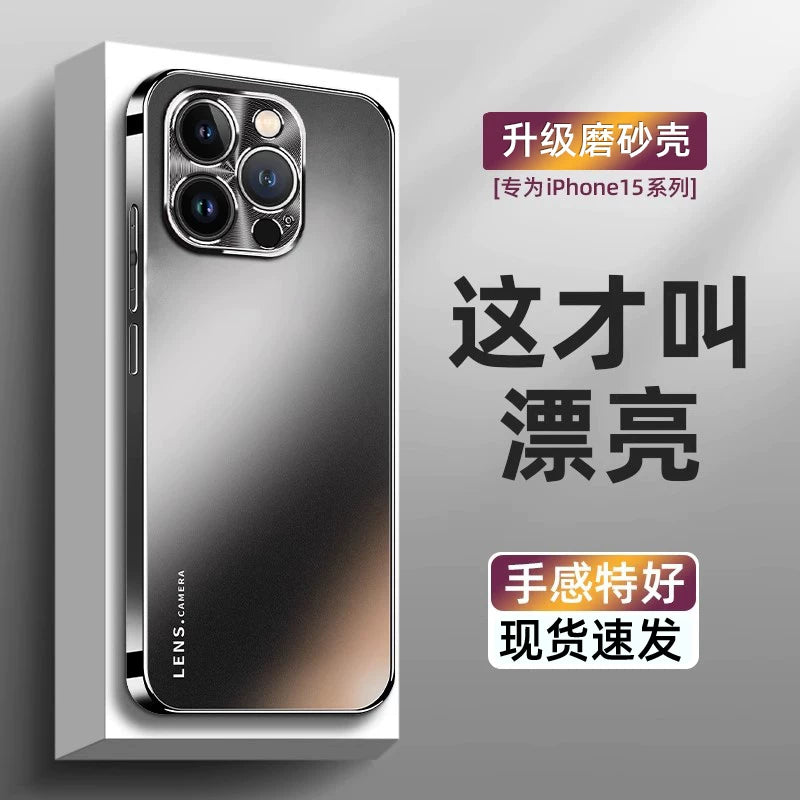 Apple 17 mobil telefon qutusu üçün uyğundur, yeni elektrolizlənmiş şaxtalı şüşə iPhone 16 promax metal lens hər şey daxil olmaqla düşməyə qarşı 15 yüksək səviyyəli moda lüks 13 ultra nazik istilik yayma havası kişi barmaq izi əleyhinə