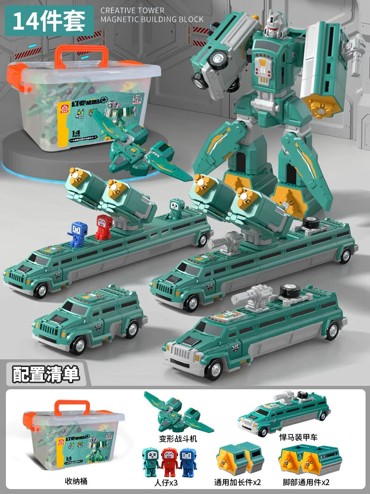 Maqnit tikinti blokları, uşaq oyuncaqları, təhsil, transformasiya, montaj, mühəndislik vasitəsi, robot, 6 yaşlı uşaqlar üçün Milad hədiyyəsi.