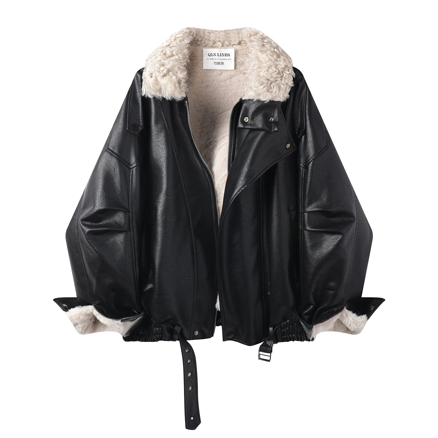 Chorissa Qadın Dəri Gödəkçəsi 2025 Yeni İsti Məhsul Qəşəng Yüksək Səviyyəli Sərin Qara Gödəkçə Motosiklet Kostyumu Qış