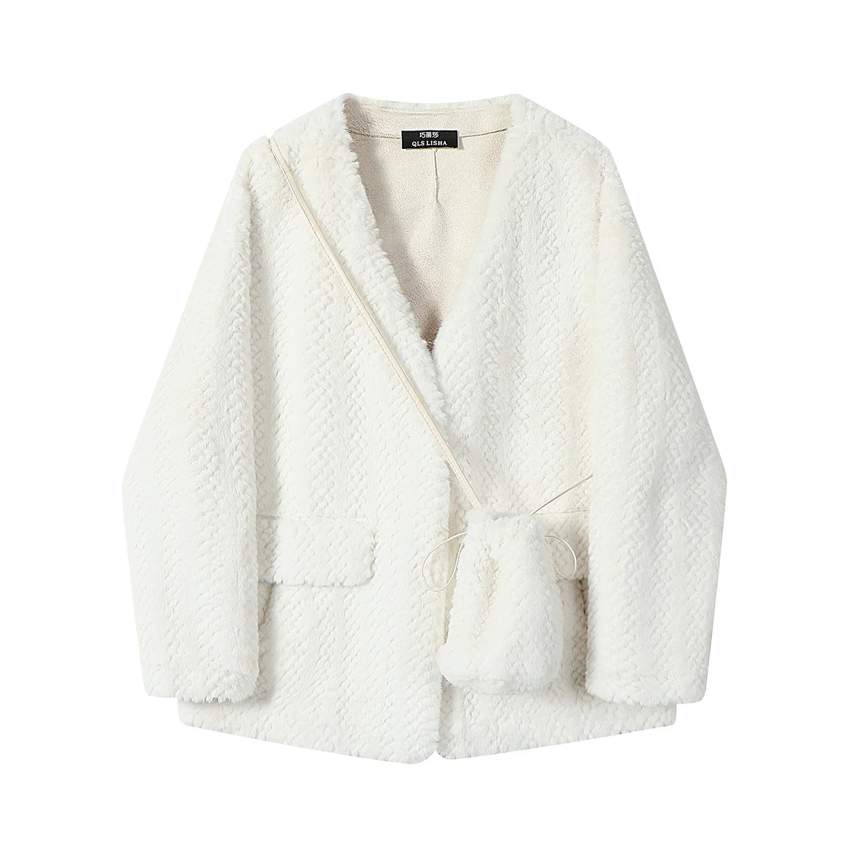 Cholisa-nın payız və qış üçün unikal və şık qısa, təsadüfi quzu yun paltosu.