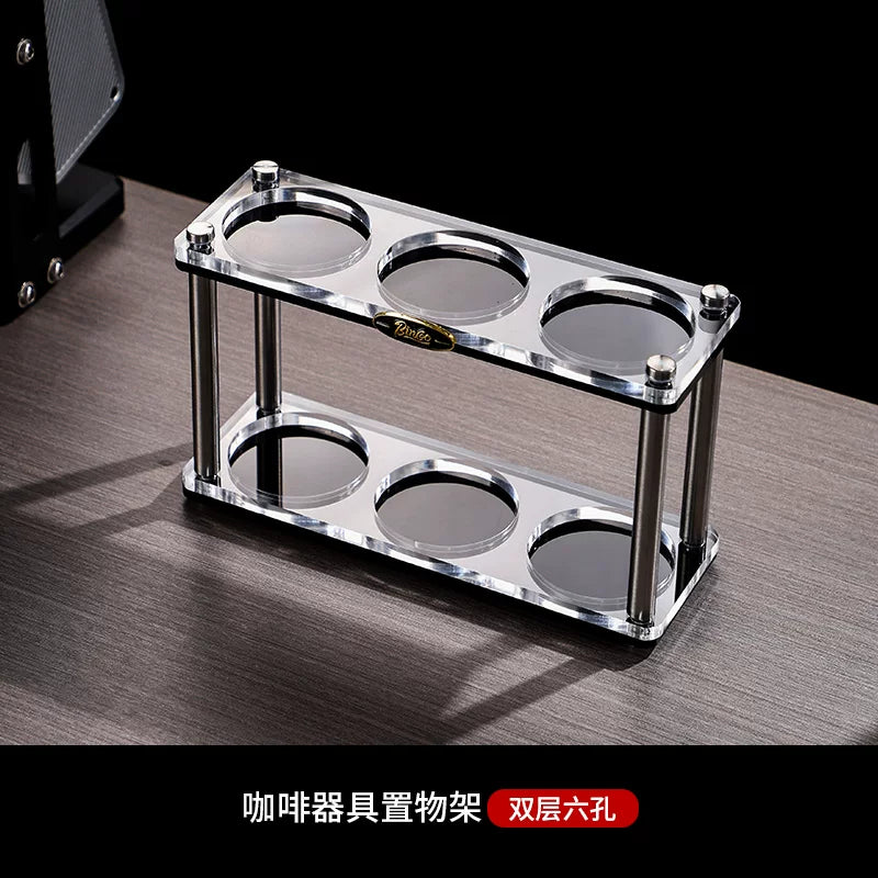 Bincoo akril iki qatlı qəhvə qabı saxlama rafı 51/58 mm universal preslənmiş toz dispenser saxlama bazası