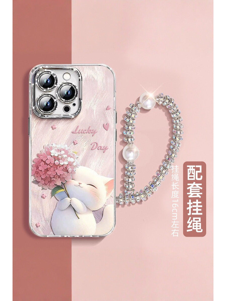 Pişik buketi Apple 17promax/16 mobil telefon qutusu, qadınların yeni iPhone17pro/15plus/14/13/12/11 seriyası e hər şey daxil obyektiv 8/7 qabıqlı İnternet məşhurunun isti modeli üçün uyğundur