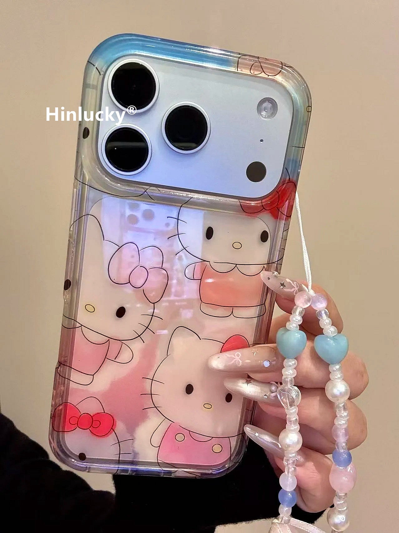Hinlucky Yapon və Koreya ins sevimli cizgi filmi şəffaf pişik Apple 17 mobil telefon qabı iphone16promax ikiqat IMD15 zəncir 14 yıxılmaya qarşı qoruyucu örtük qadın 13 unikal və super gözəl görünüşlü