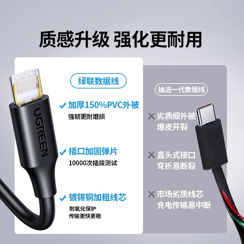 UGREEN Green Link Type-C məlumat kabeli USB Android şarj kabeli sürətli şarj 3A Apple 17/16 Huawei üçün uyğundur