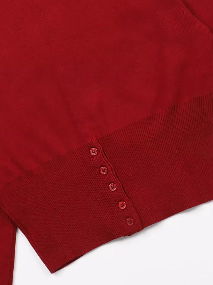 Koreyalı Badblood Hot Girl Qırmızı Trikotaj Kardiqan Qadınlar üçün Yaz, Payız və Qış Uzun Qollu Üst Geyim Qısa Üst Gödəkçə