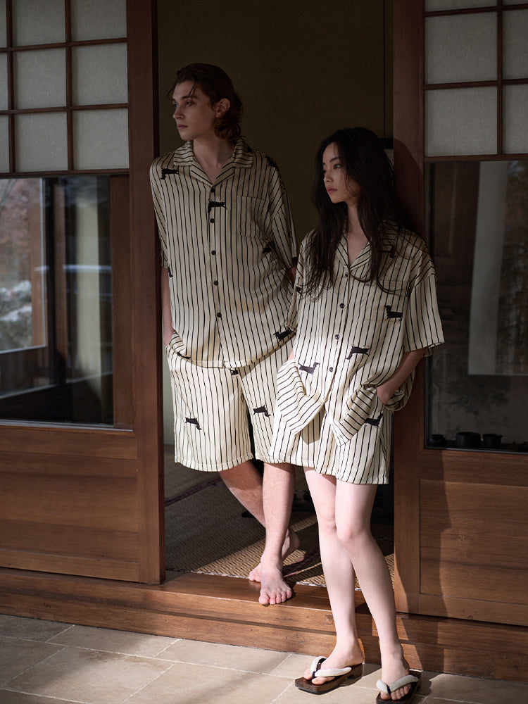 Tongyu yeni cüt pijama yaz və yay buz ipək nazik qısaqol kostyum yay pijama kişi və qadınlar üçün ev geyimi yay