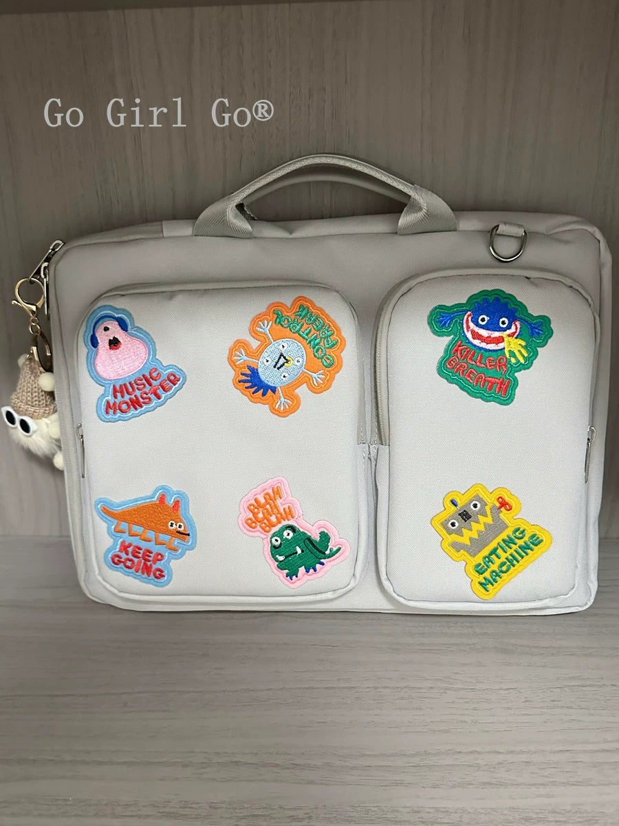 Go Girl Go® orijinal cizgi filmi canavar patch kompüter çantası Huawei Apple Lenovo Asus Dell noutbuk çantası üçün uyğundur