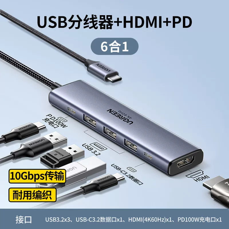 Greenlink typec genişləndirmə dokunu USB3.2 mərkəzinə genişləndirmə 10Gbps çevirmə HDMI çox funksiyalı interfeys HUB adapteri Thunderbolt 4 Apple MacBook noutbuk ipad üçün uyğundur