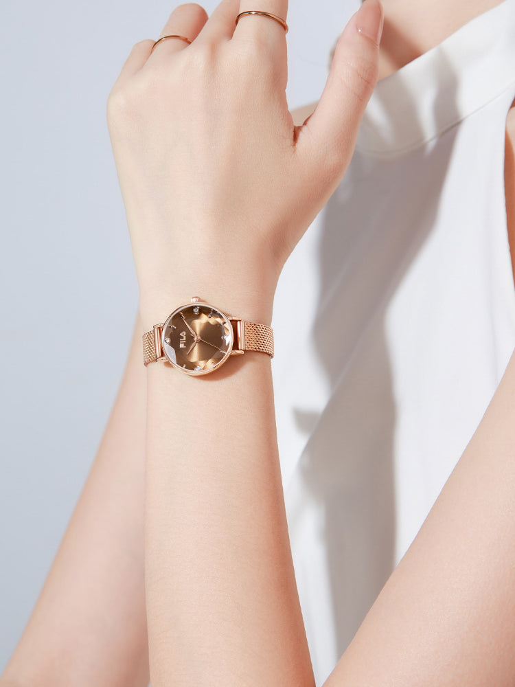 FILA minimalist lüks paslanmayan polad saat, zərif qadın qol saatı, sevgiliniz üçün mükəmməl ad günü və ya Yeni il hədiyyəsi (model 6711).