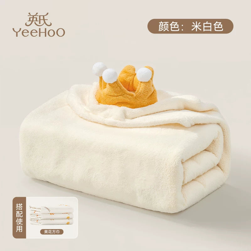 Ying's Yenidoğulmuş Körpə Hamam Dəsmalı, Başlıqlı, Bəzəkli, Pelerinli, Mərcan Yunlu Bükülü Əlavə Yumşaq Körpə Hamam Xalatı