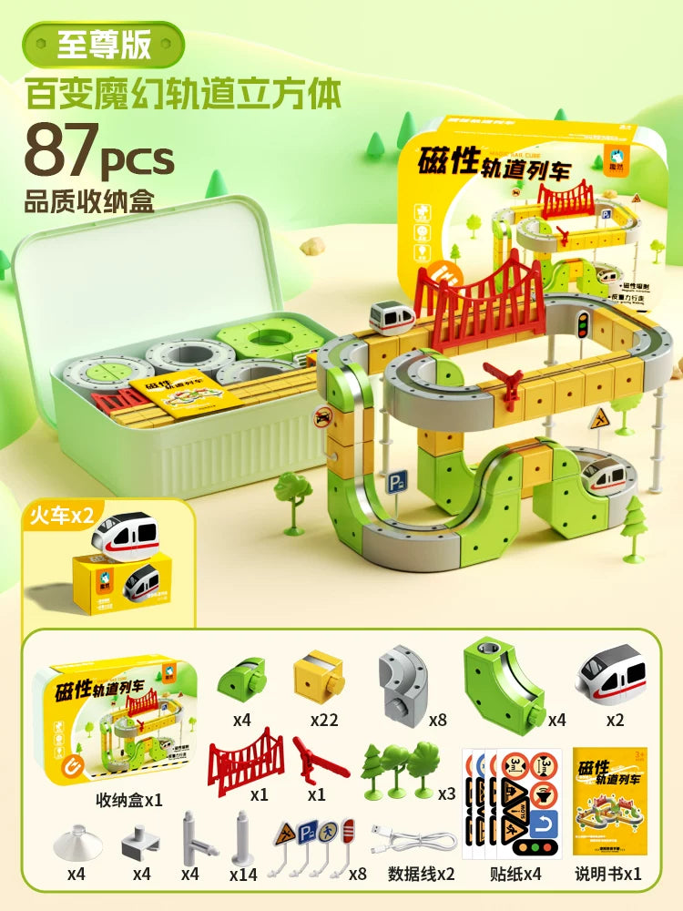 Əyləncəli və Sehrli Maqnit İzli Uşaq Təhsil Yüksək Sürətli Qatar Oyuncağı Oğlanlar və Qızlar üçün DIY Tikinti Blokları Hədiyyə 3