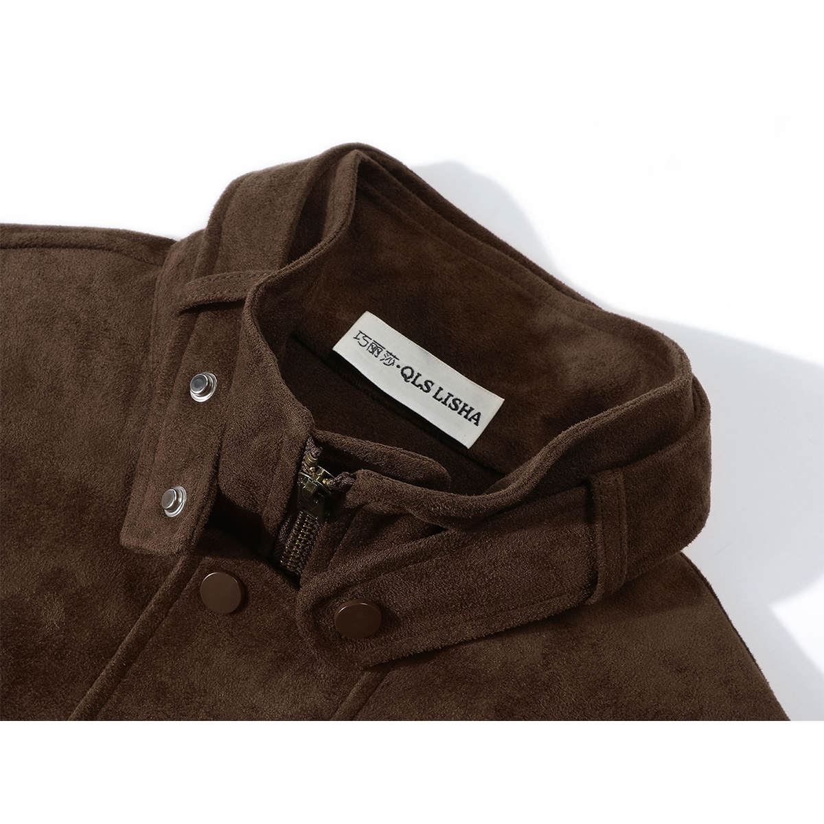 Cholisa Qəhvəyi Zamşa Gödəkçə, 2026 Yaz/Payız/Qış, Yüksək Səviyyəli Koreya Üslublu Üst Geyim, Qadınlar üçün Qısa İş Geyimi Topu