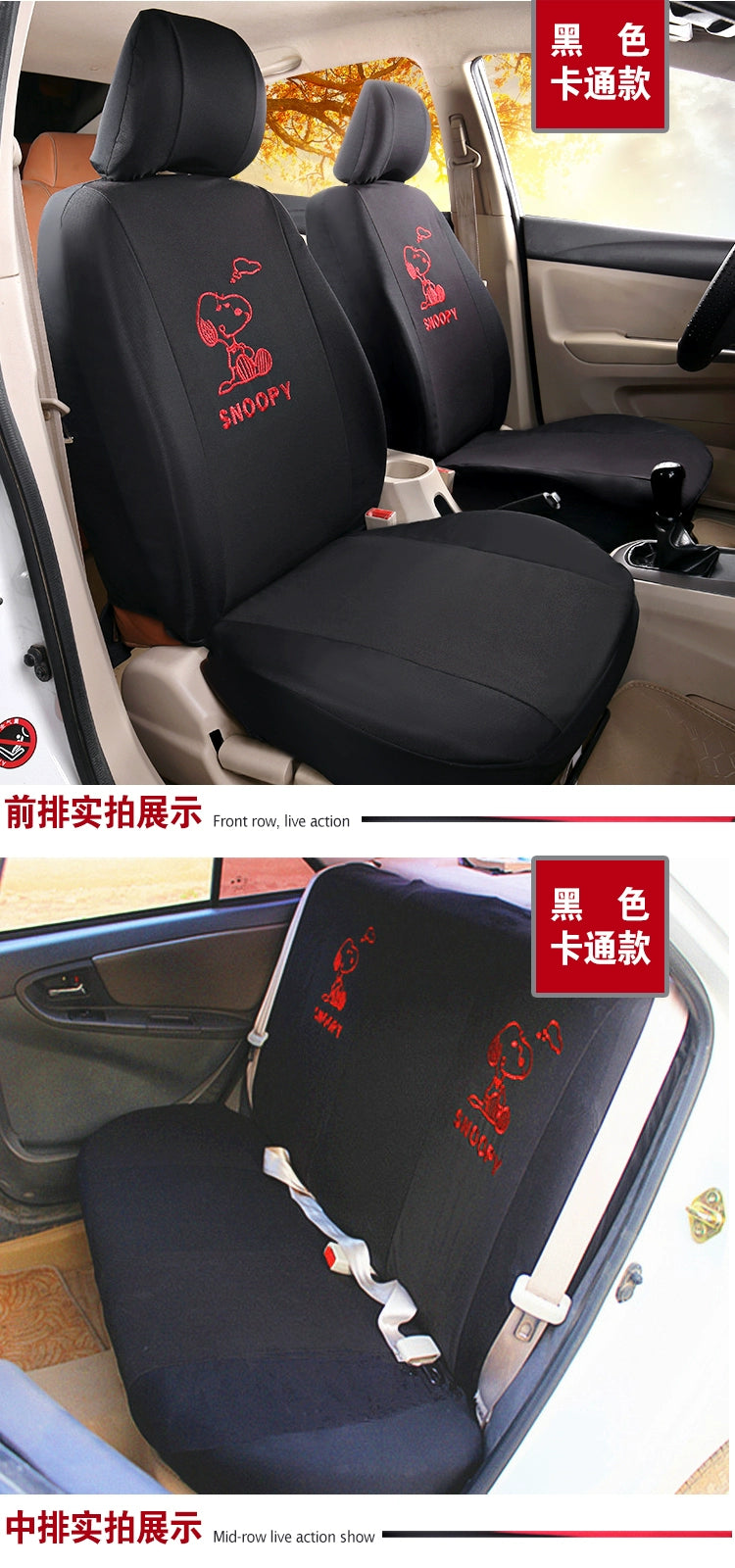 Beş Oturacaqlı Neytral Avtomobil Oturacaq örtüyü Bütün İl Boyu Universal Cizgi Film Sevimli Elastik Parça Dəstləri Tam Avtomobil Nəfəs ala bilən və Geyinilə bilən Yastıq