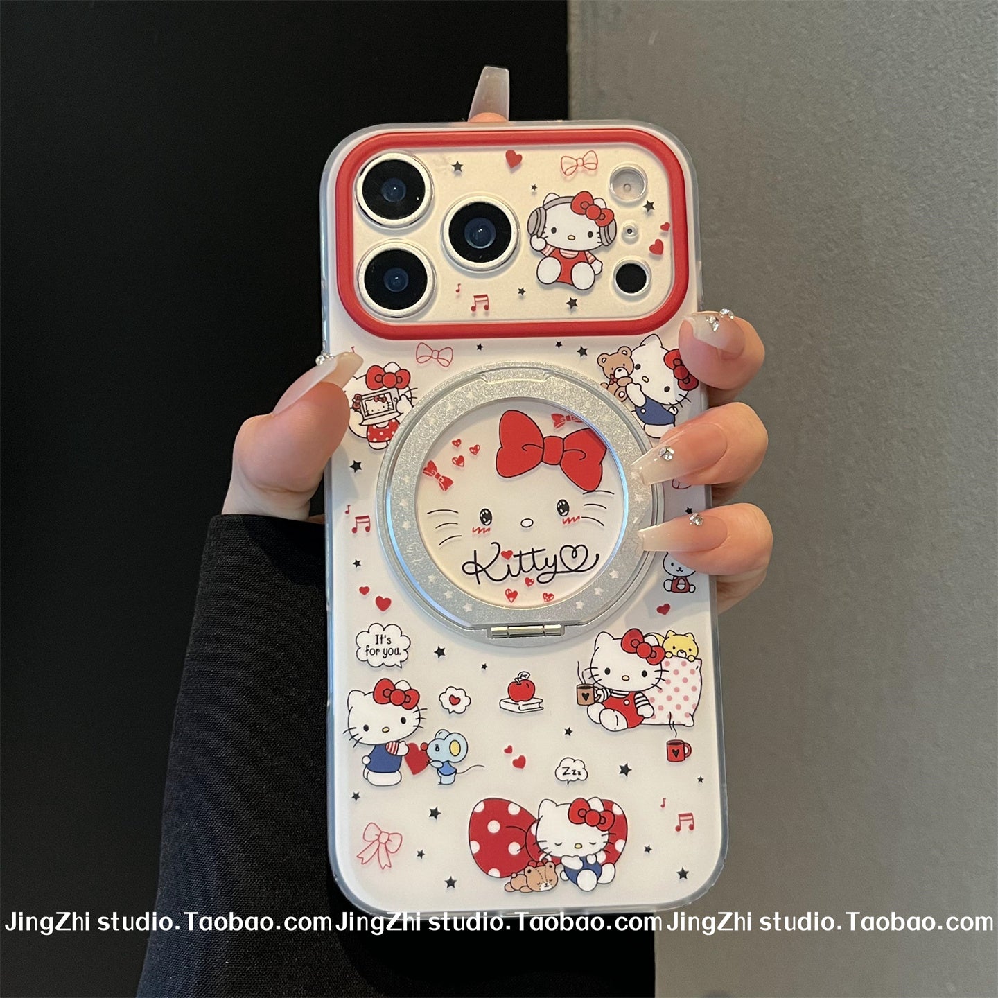 [360 inteqrasiya edilmiş fırlanan maqnit stend] iPhone17promax cib telefonu üçün uyğundur Apple 15/16pro sevimli tam ekran kt pişik 16 şaxtalı tutqun silikon 17 düşməyə qarşı 15pro yeni model