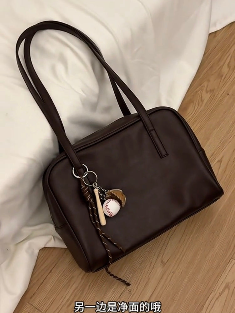 Boston çantası, qadın 2025 yeni modeli, super populyar, çoxfunksiyalı, böyük tutumlu, şəhər içi çantası, yumşaq dəri çiyin portfeli.