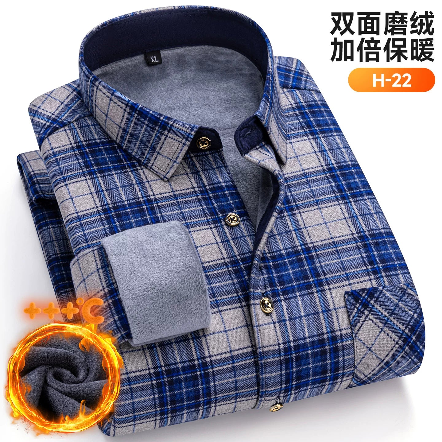 Paul Winter Kişilər, Orta Yaşlı və Yaşlılar üçün İsti Uzunqol Köynək, Gündəlik, Yun Astarlı, Qalın, Böyük Ölçülü Dama-dama Köynək