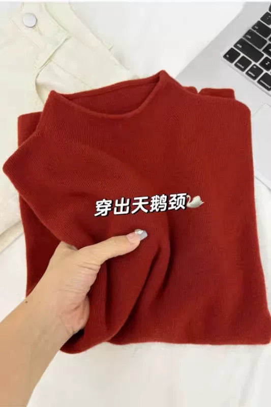 2025-ci ilin payız ayı üçün yumşaq və rahat yaxalıqlı sviter, sadə və dəbli, hündür yaxalı toxunma alt qat, qış topu