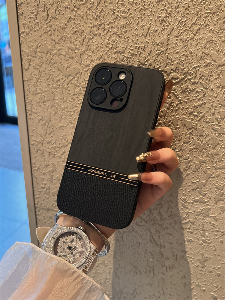 Apple 17pro mobil telefon qutusu yeni yüksək keyfiyyətli tikiş 16promax qara ağac taxıl tutqun 15 hər şey daxil 13 düşməyə qarşı 12 iphone 17 hava nişinə uyğun 14 fərdiləşdirilmiş yaradıcı qoruyucu örtük 11