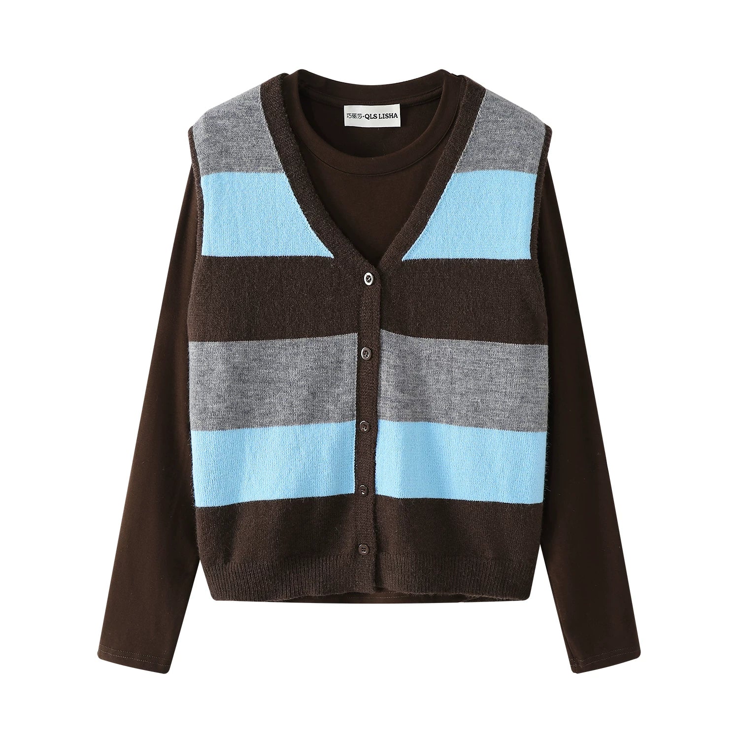 Cholisa zolaqlı toxunma jilet kardiqan iki hissəli qadınlar üçün dəst, 2025, payız və qış geyimləri.