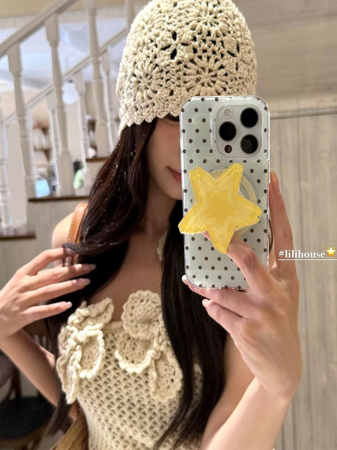 Yay nanə yaşıl polka nöqtəli sarı ulduzlu maqnit tutucu Apple 16 mobil telefon qutusu iPhone 15 qız modeli 13/12 payız əleyhinə 11PROMAX hər şey daxil S/XR yeni məhsul 7/8 yumşaq qutu 14PLUS