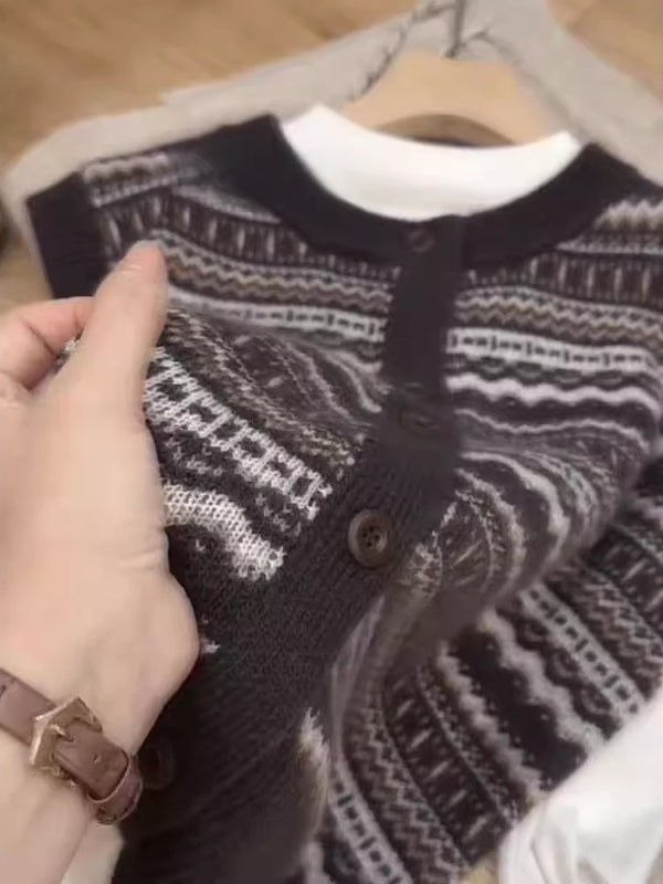 Qadınlar üçün dəbli və gənclik üslubunda yüksək səviyyəli sviter jilet, yeni 2026 payız/qış üslubunda, böyük ölçüdə, arıqladıcı, boş qolsuz top.