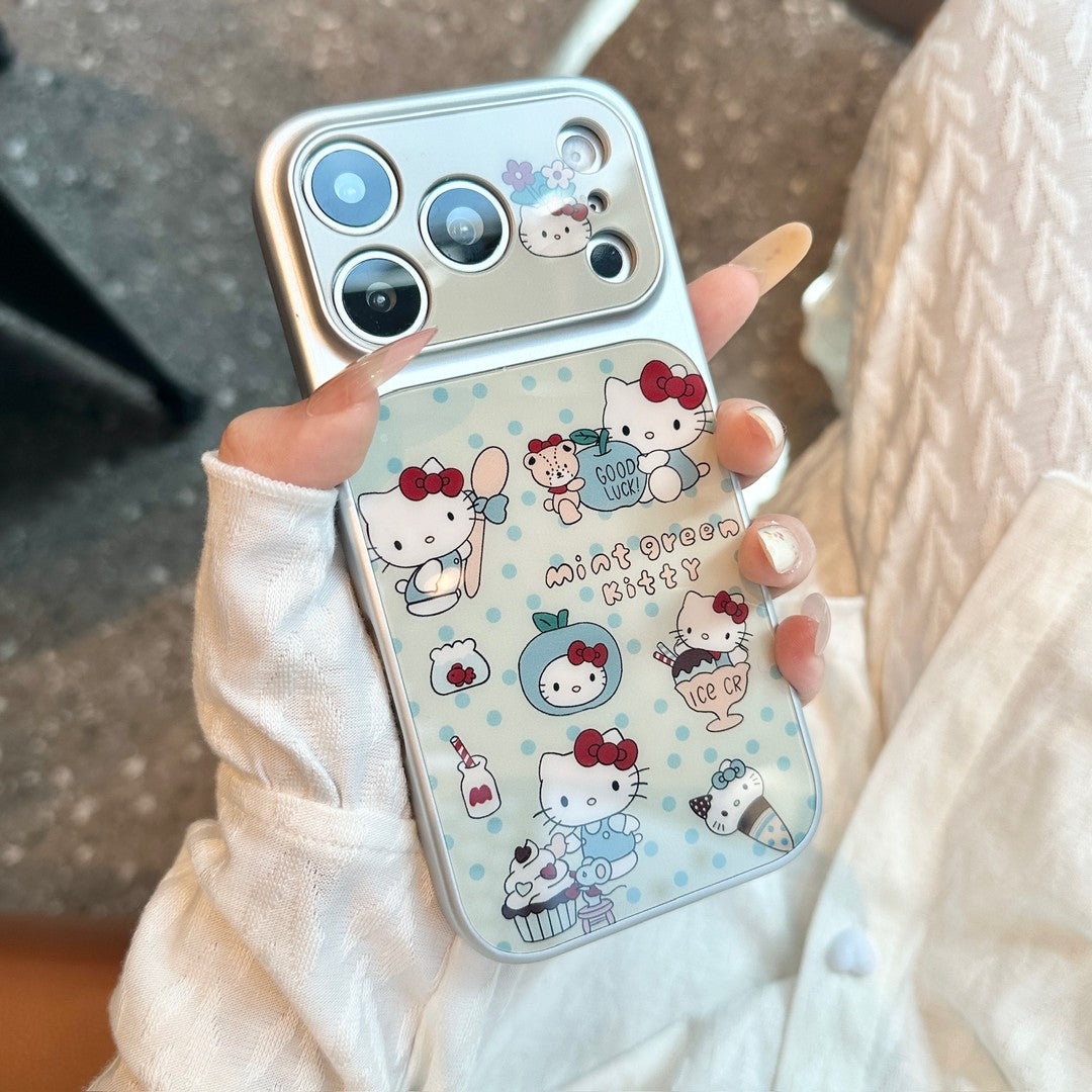 Polka-dot Kitty Apple 17promax mobil telefon qutusu, yeni cizgi filmi iPhone16, kreativ və sevimli 15pro payız əleyhinə qadın Apple 14/13 girly stil 12PM niş iPhone17 üçün uyğundur