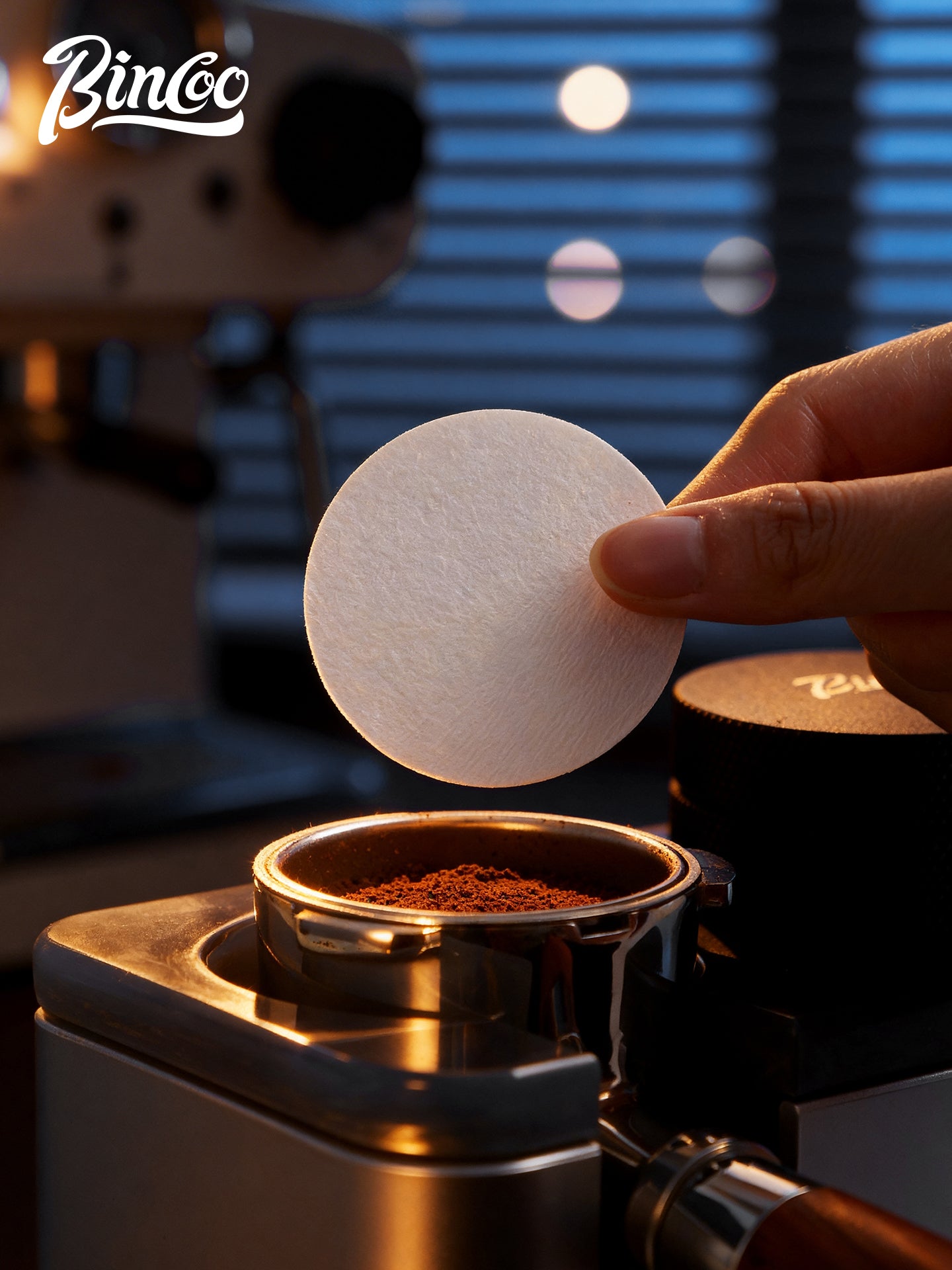 Bincoo espresso maşınının tutacağı dəyirmi toz qabı xüsusi filtr kağızı Moka qab 58mm universal 100 parça filtr