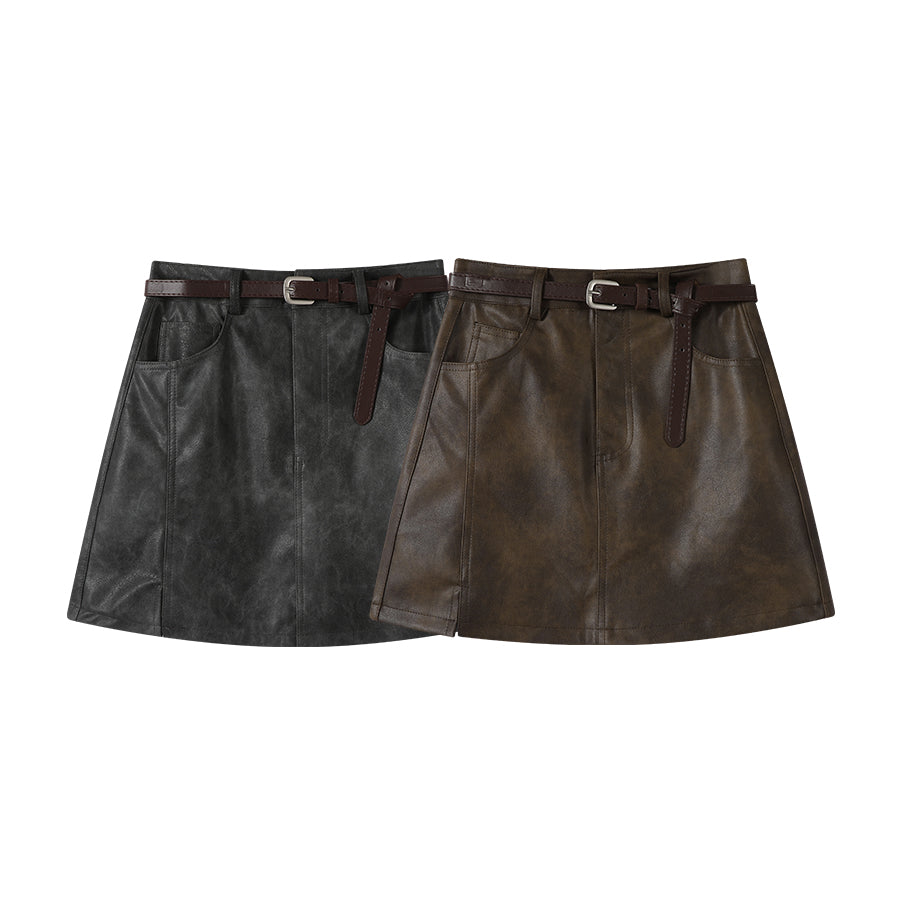 Cholisa 2026 Yaz/Payız Yeni Dəbli və Zərif Qadın Midi Ətəyi, Super Gözəl Yüksək Belli A-Xəttli Çoxfunksiyalı Dəri Mini Ətək