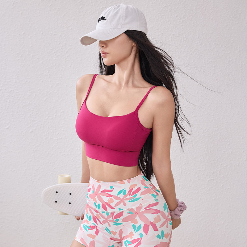Mitaogirl dərin V gözəl arxa fitnes jileti qadın Lycra dəriyə uyğun asma idman büstqalteri sabit sinə yastığı yoqa geyimi
