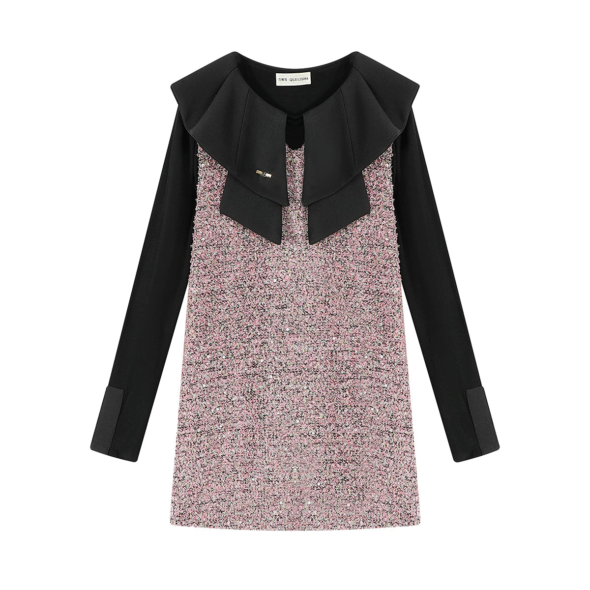 Cholisa'nın Yeni İl Geyimi: Qış üçün Qəşəng Qara Payetli Don - Unikal və Zərif İki Parçalı Köynək Don Dəsti