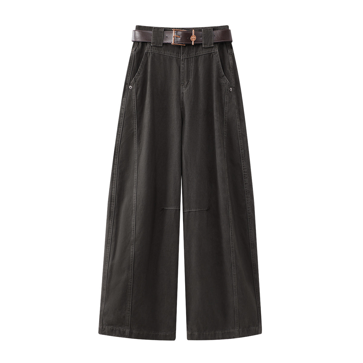 Erkən yaz üçün Cholisa yüksək belli çoxfunksiyalı seksual yük şalvarları, qadınlar üçün boş gündəlik düz ayaqlı enli cins şalvar