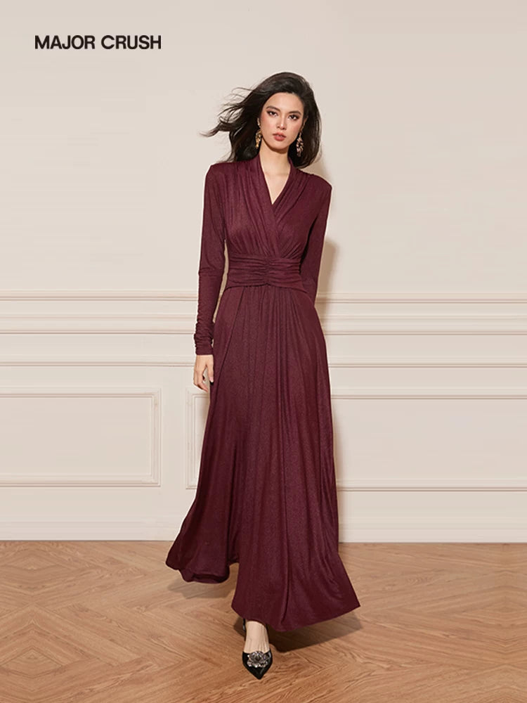 MAJOR CRUSH Fransız üslubunda Encore Qırmızı Qadın Donu: Zərif, Dəbli, Seksual, İncə Bel 6358