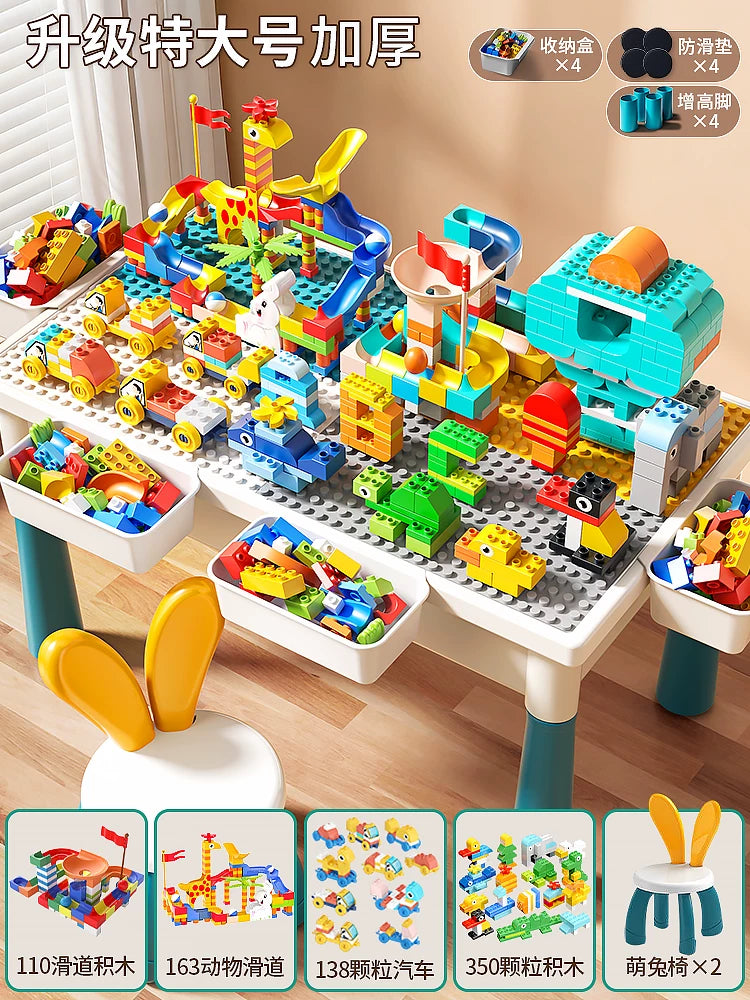 Uşaq tikinti bloklarından ibarət masa, oğlanlar, qızlar, körpələr və körpələr üçün, təhsil, 6 yaşlı uşaqlar üçün çoxfunksiyalı, böyük hissəciklərdən ibarət, yığma dəsti.