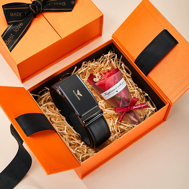 Falley Armani Kişilər üçün Orijinal Dəri Avtomatik Toka Gündəlik Moda Kəməri Çoxfunksiyalı Şalvar Kəməri Yüksək Səviyyəli Hədiyyə Şalvar Kəməri