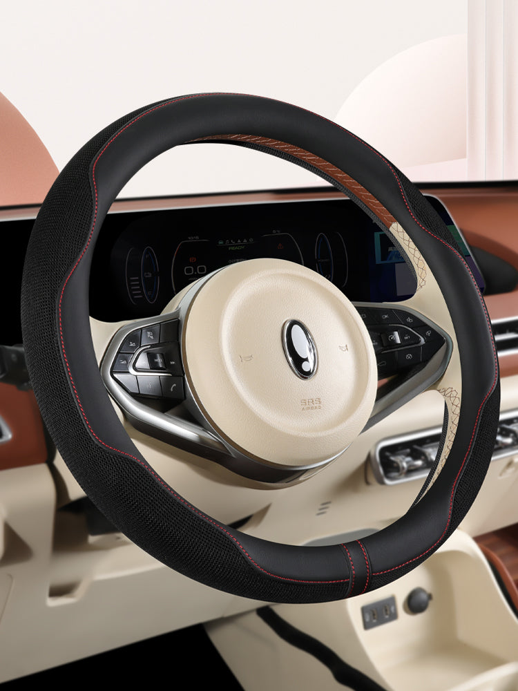 Steering wheel cover for women, non-slip, sweat-absorbent, fragrance-style, D-shaped car steering wheel cover for summer, decorative, suitable for all seasons.