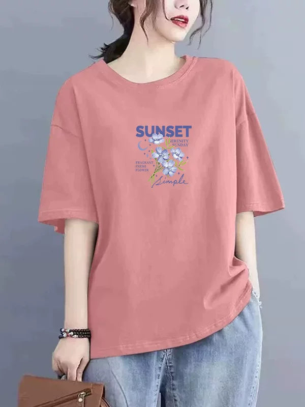 Kabinetdən çıxarılan birinci dərəcəli brend kəsilmiş etiket qadın geyimi retro petite təmiz pambıq qısaqol tənbəl üslublu böyük ölçülü arıqlayan top