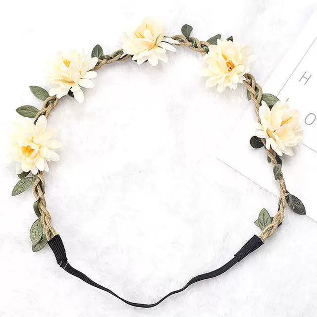1 Piece Women Charming Floral Tiara Wedding Floral Headband Hairband A