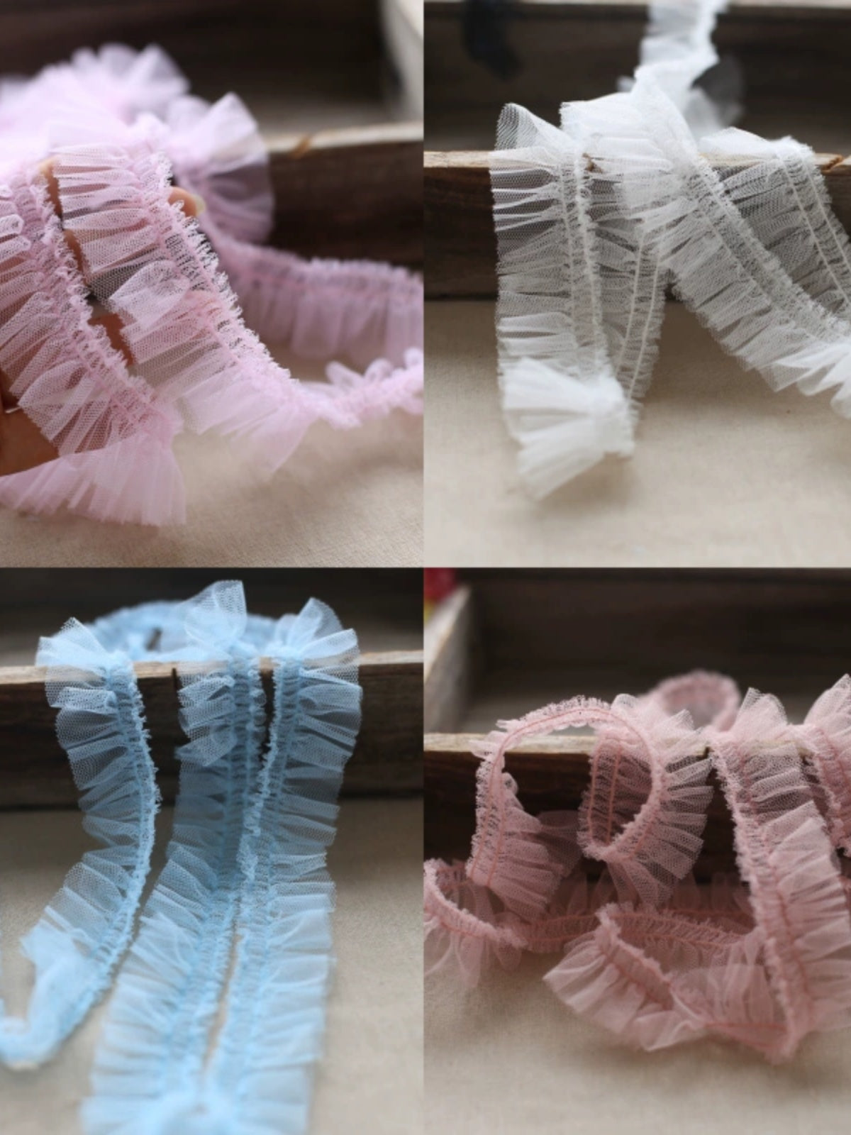 3.5CM enində yığılmış krujeva mesh şifrəli DIY papaq krujeva dekorativ manşetlər paltar kiçik kənarları aksesuarlar