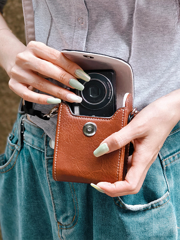 Rəqəmsal kamera çantası dəri qutu ccd Canon G7X2/G7X3 Sony qara kart RX100 çarpaz bədənli çiyin çantası saxlama çantası