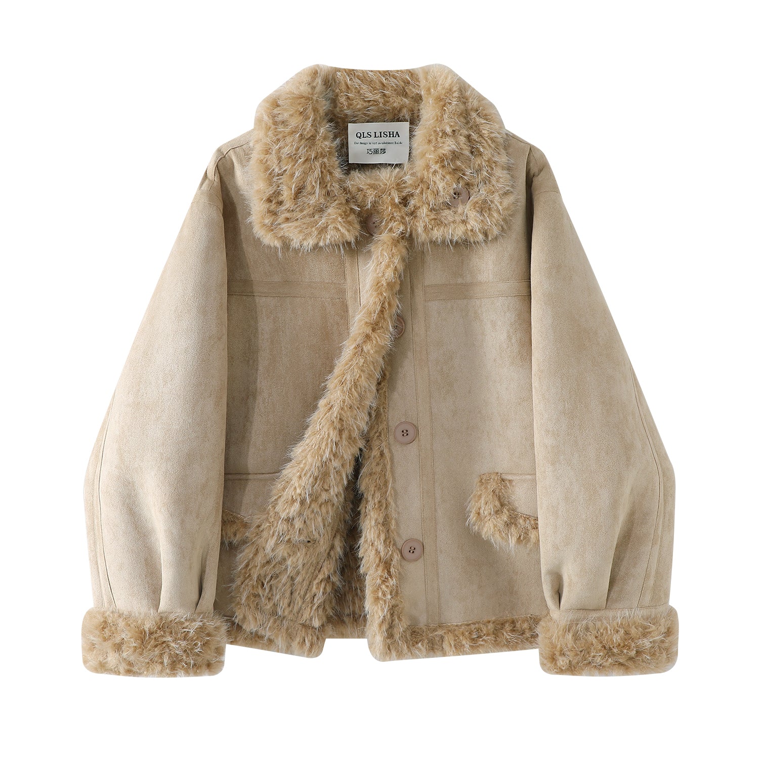 Cholisa Xəz astarlı Motosiklet Gödəkçəsi, Quzu yunlu peluş Chanel üslublu palto, Qadınlar üçün yun astarlı qalınlaşdırılmış 2026 Qış