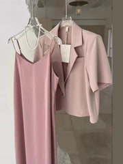 Ofis Qadın Geyimləri 2024 Qısa Qollu Blazerlər İncə Qollu